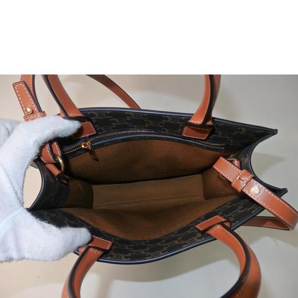 Celine Cabas Triumph Canvas Small Vertical Bag Black - Picture 5 of 6